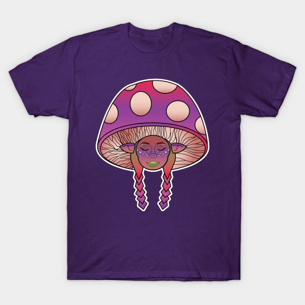 Mushroom Girl T-Shirt by tesiamarieart